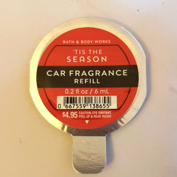 Bath & Body Works Stamped Gold Flower Car Fragrance Clip w/Tis the Season Refill - Picture 3 of 4